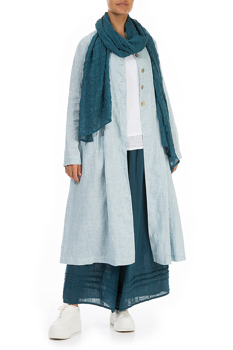 Back Tie Blue Check Linen Jacket 5