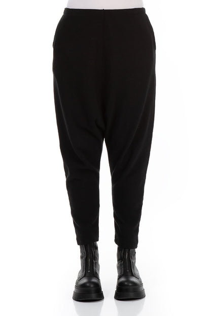 Baggy Black Rib Cotton Wool Trousers