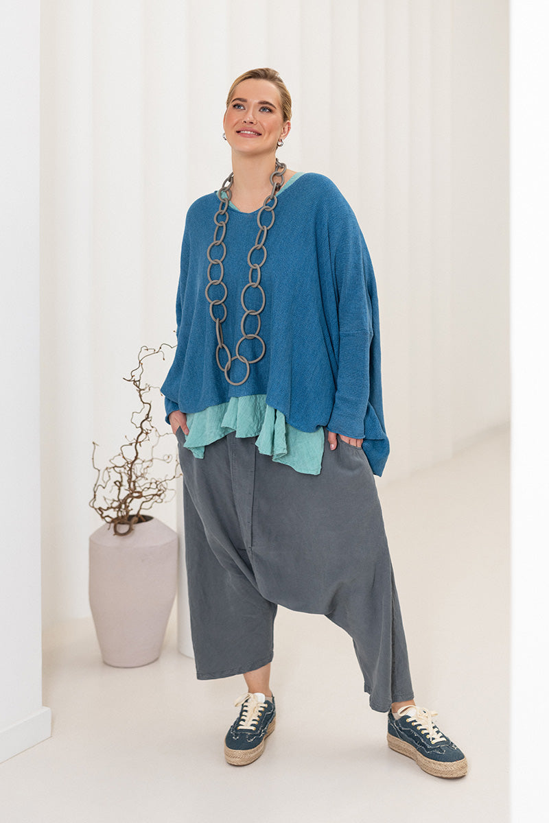 Baggy Graphite Silk Linen Trousers 6