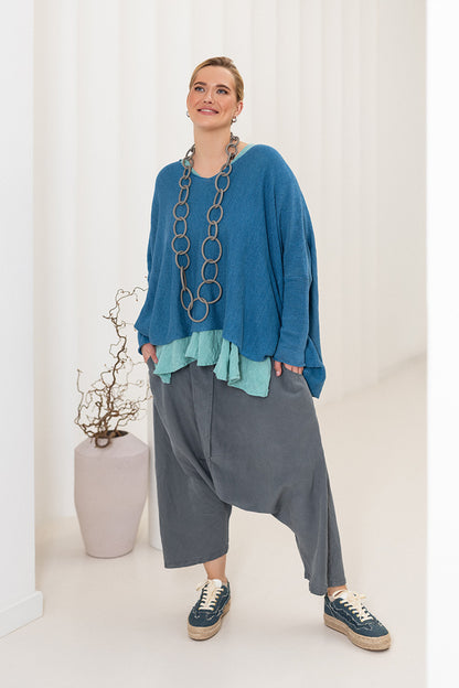 Baggy Graphite Silk Linen Trousers 6