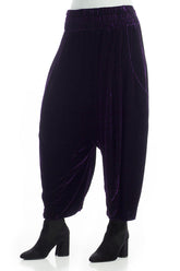 Baggy Loose Royal Purple Silk Velvet Trousers 3