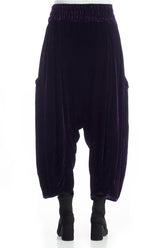 Baggy Loose Royal Purple Silk Velvet Trousers 2