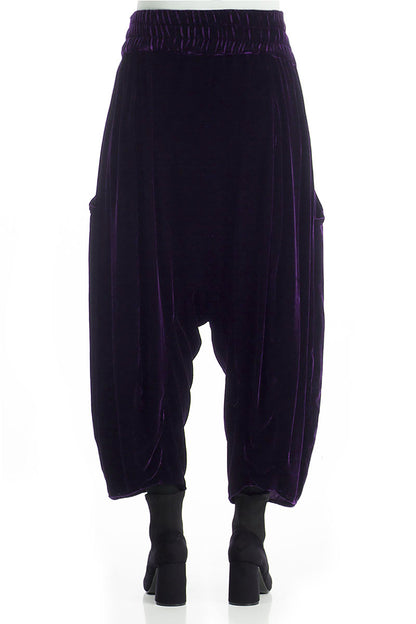 Baggy Loose Royal Purple Silk Velvet Trousers 2