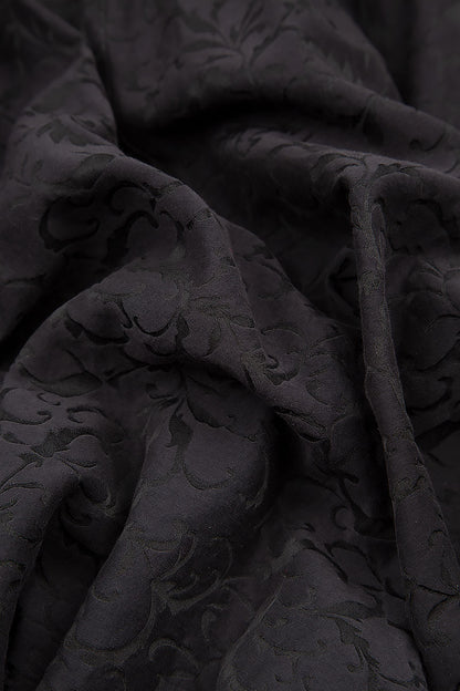 Pantalon ample en soie et coton noir orné