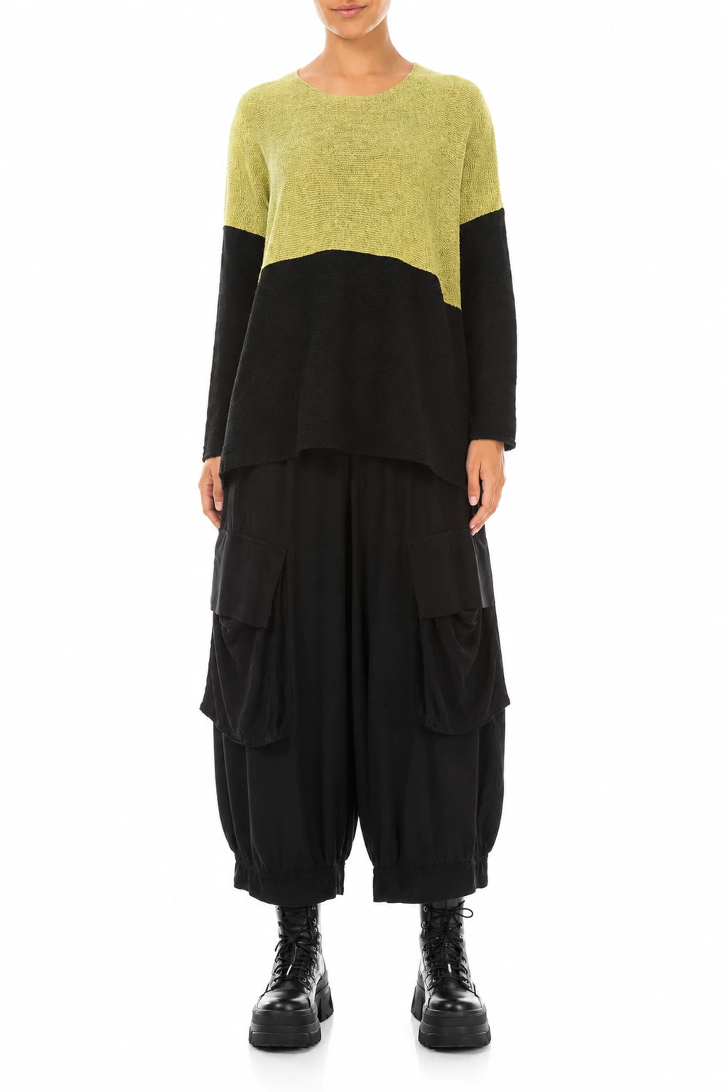 Pantalon en soie et bambou noir avec poches