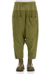 Baggy Three Pockets Olive Green Linen Trousers 1