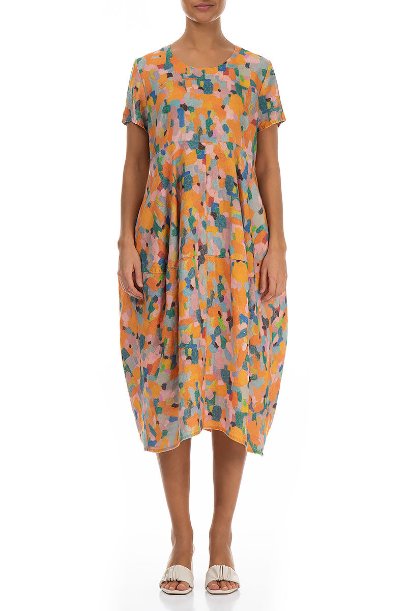 Balloon Orange Burst Linen Dress 1