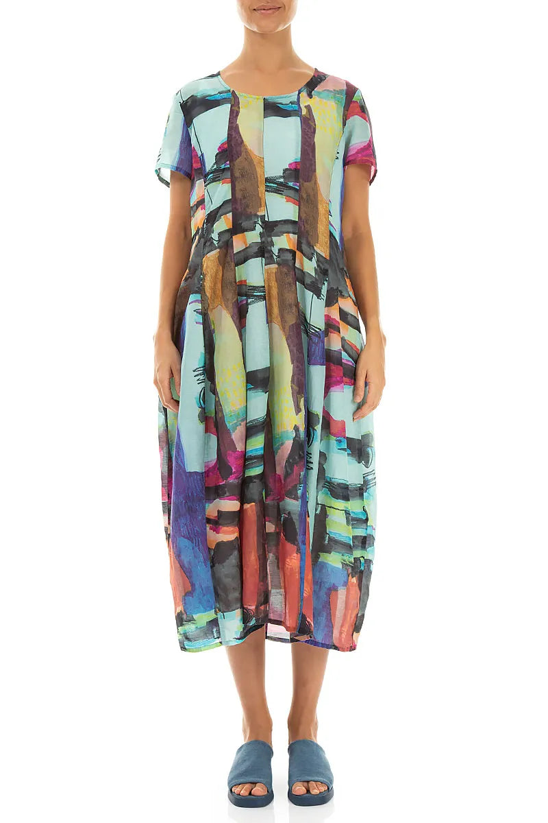 Balloon Abstract Silk Cotton Dress 1