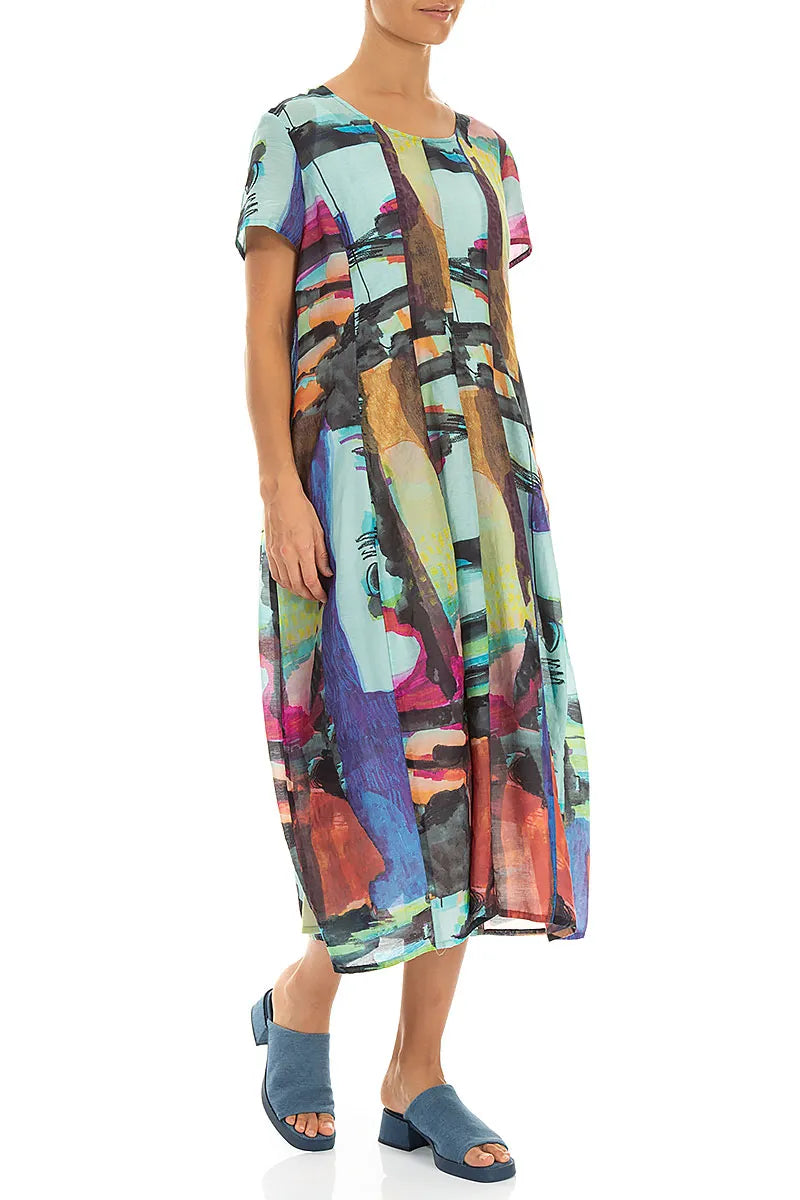 Balloon Abstract Silk Cotton Dress