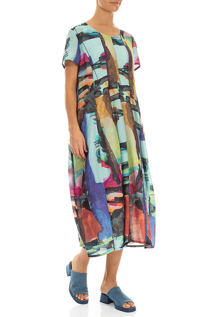Balloon Abstract Silk Cotton Dress