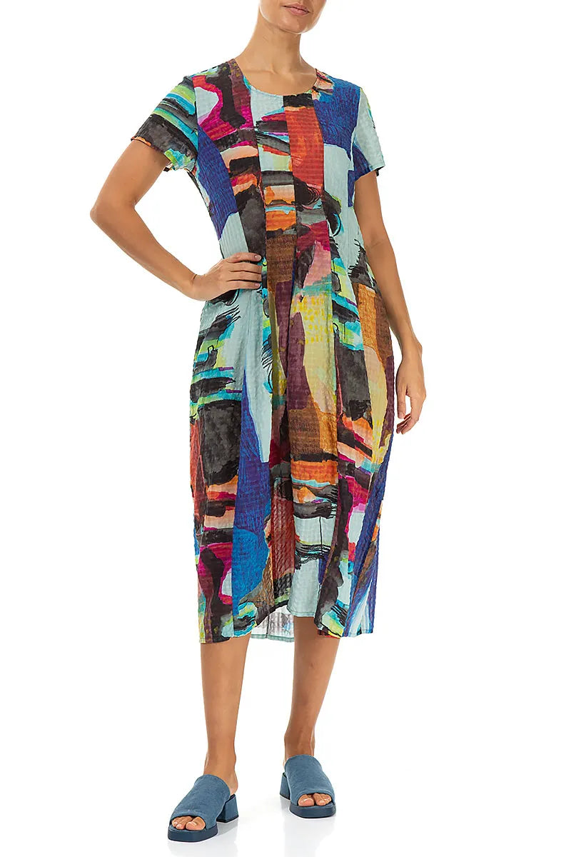 Robe en soie texturée motif ballon abstrait
