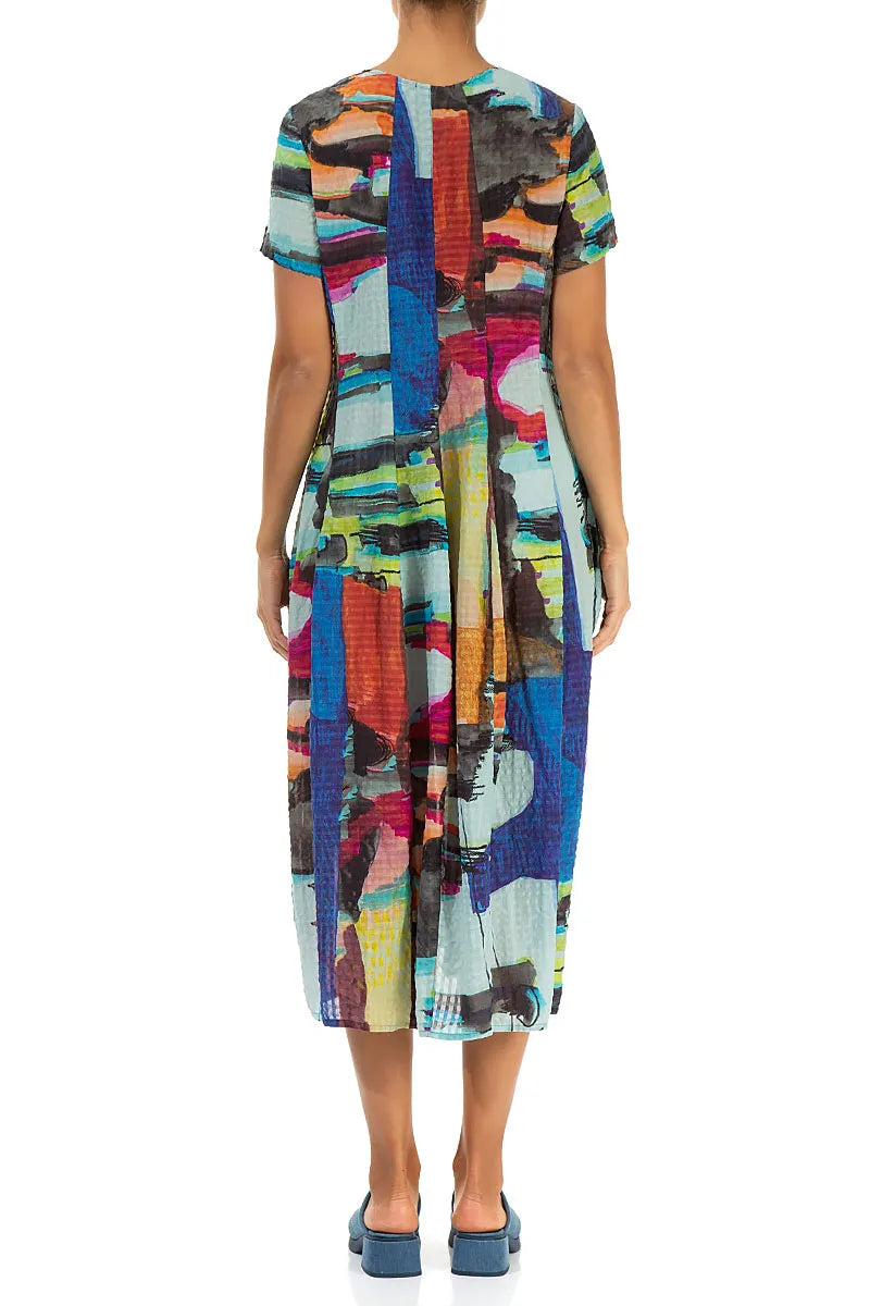 Robe en soie texturée motif ballon abstrait