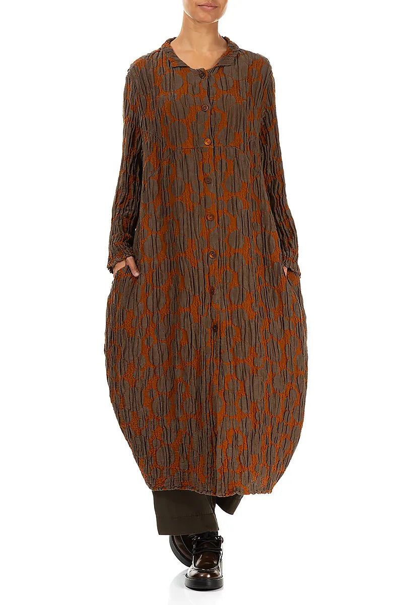 Balloon Aged Copper Circle Silk Linen Jacket 4