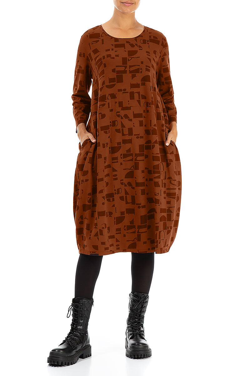 Balloon Aged Copper Letters Cotton Dress 4