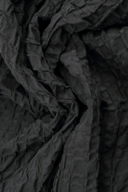 Balloon Black Checkered Linen Cotton Skirt 5