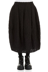 Balloon Black Checkered Linen Cotton Skirt 1