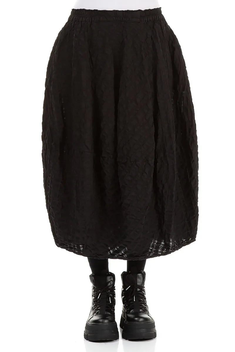 Balloon Black Checkered Linen Cotton Skirt 1
