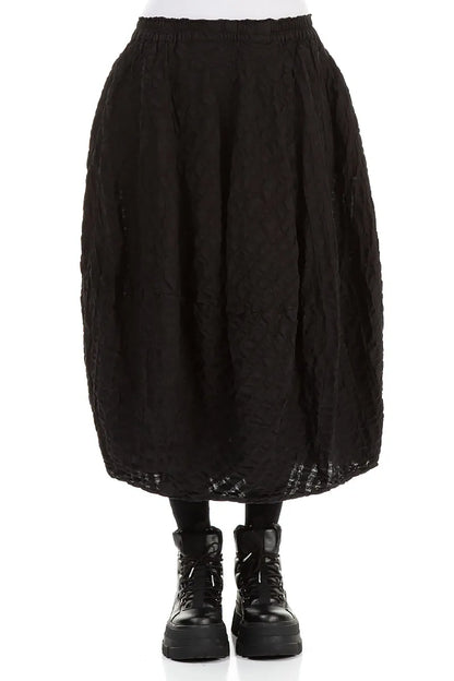 Balloon Black Checkered Linen Cotton Skirt 1