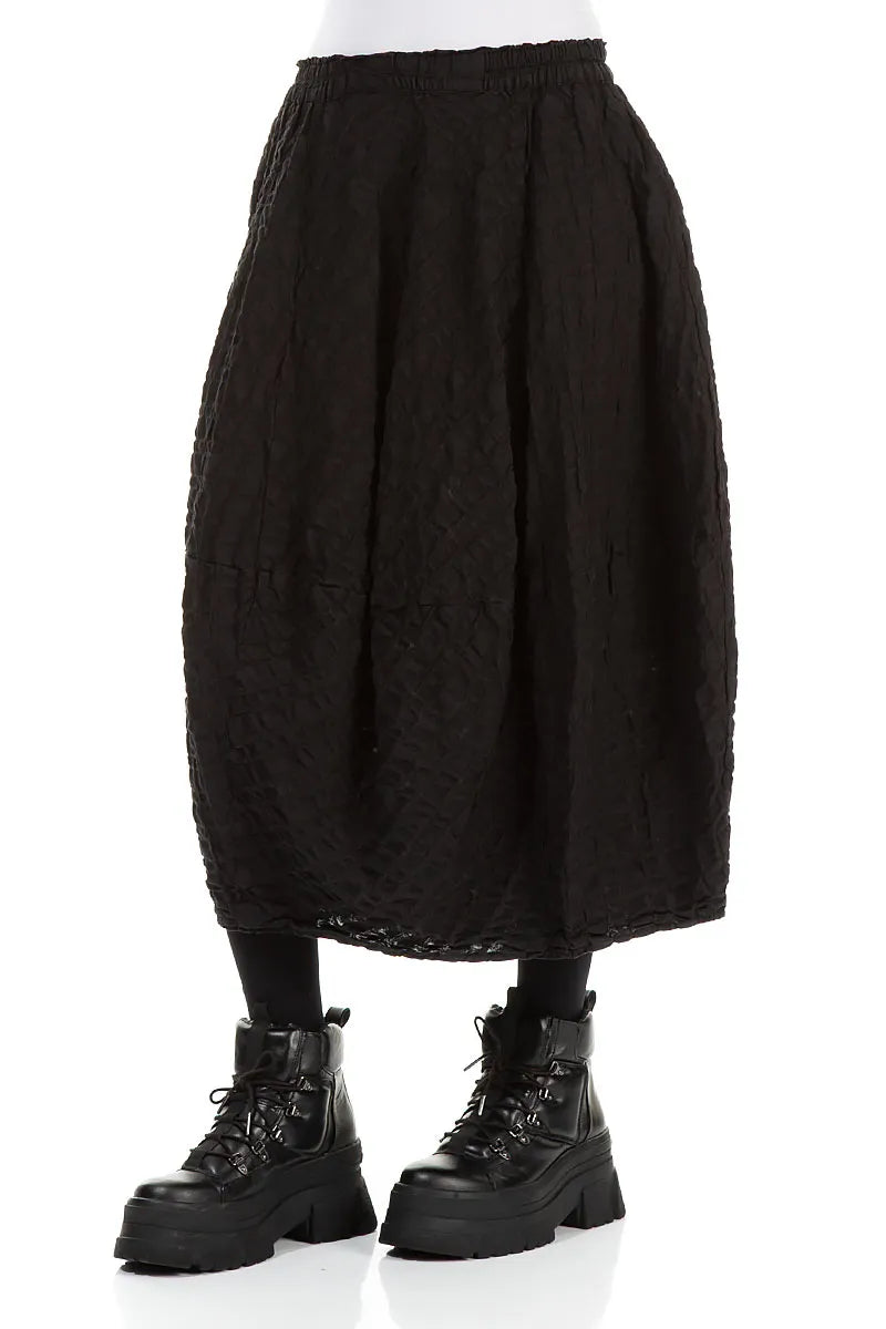 Balloon Black Checkered Linen Cotton Skirt 3