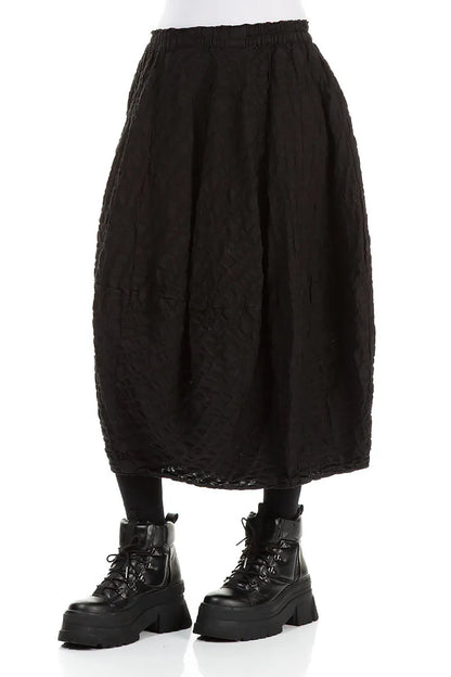 Balloon Black Checkered Linen Cotton Skirt 3