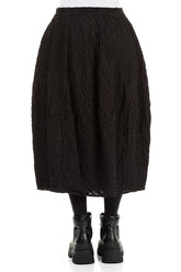 Balloon Black Checkered Linen Cotton Skirt 2