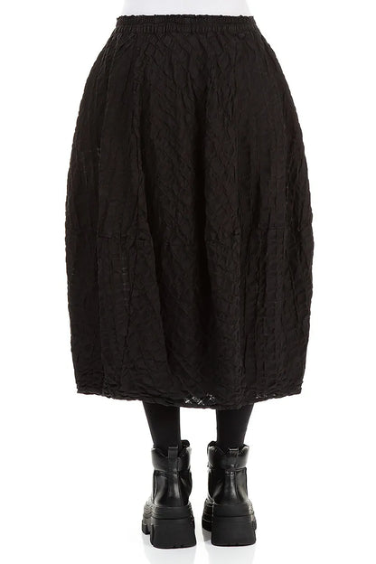 Balloon Black Checkered Linen Cotton Skirt 2