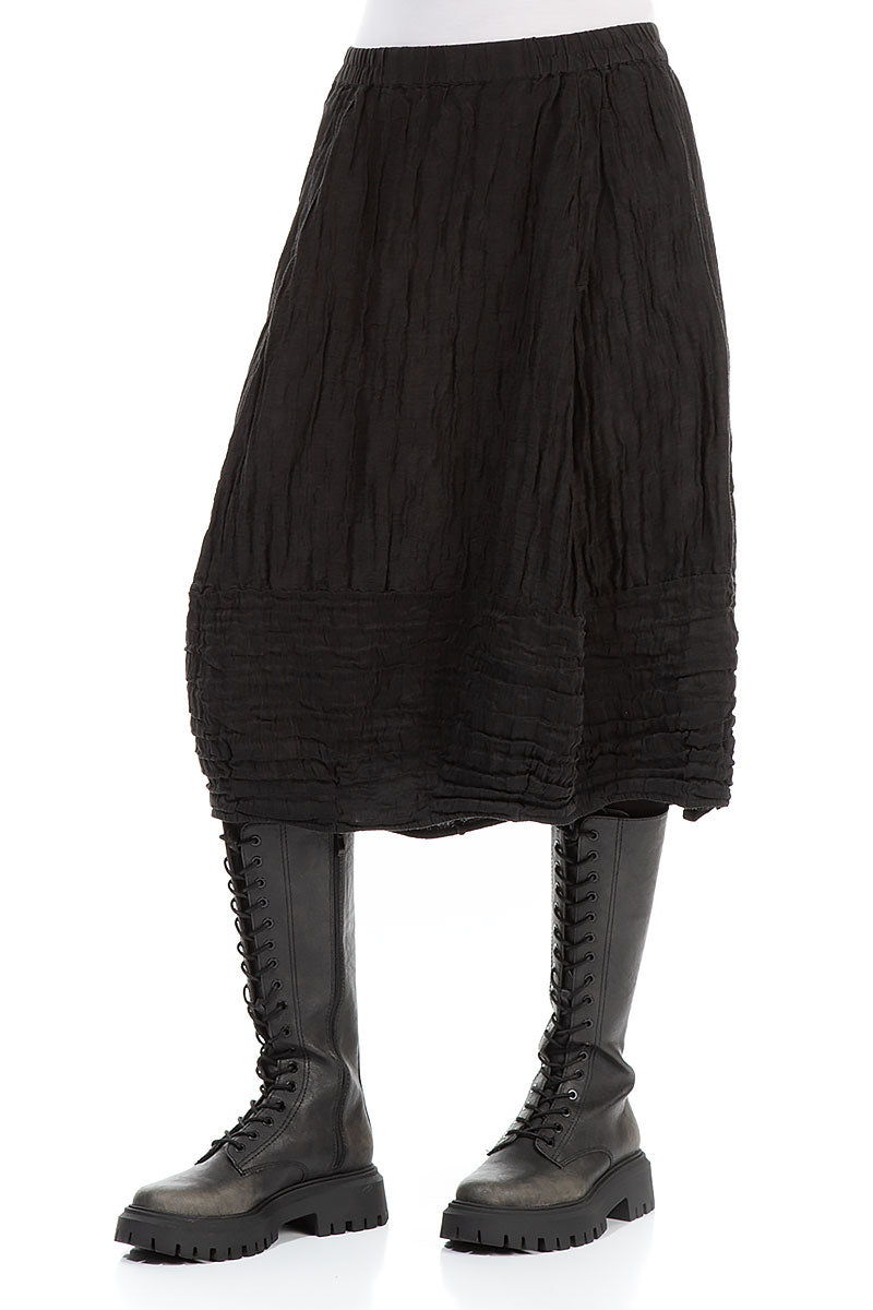 Balloon Black Crinkled Silk Linen Skirt