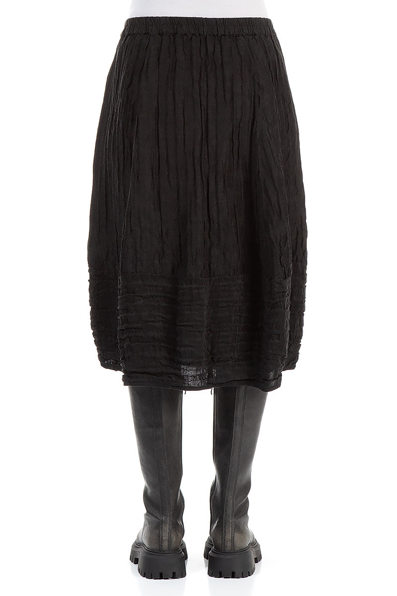 Balloon Black Crinkled Silk Linen Skirt grizas