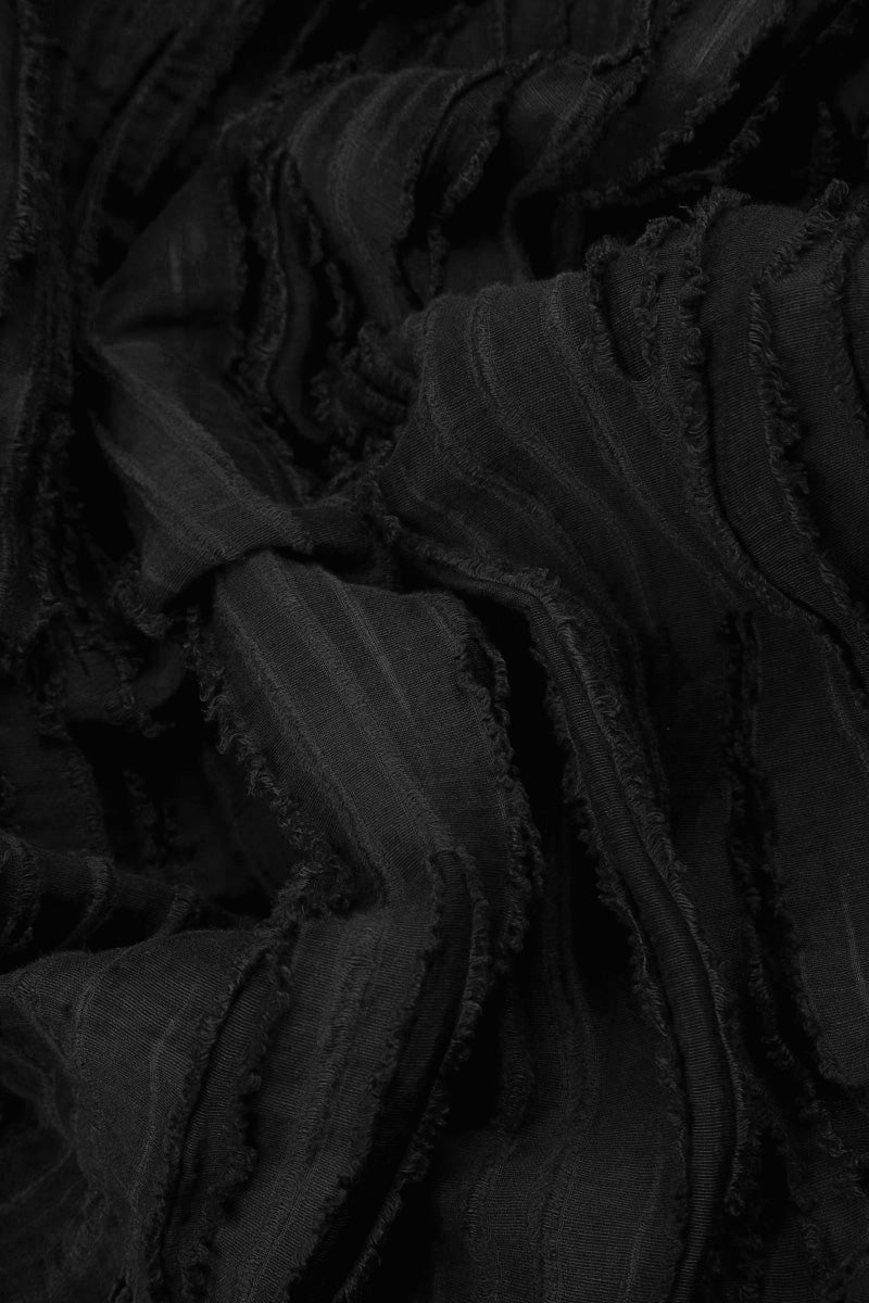 Balloon Black Fray Weave Dress