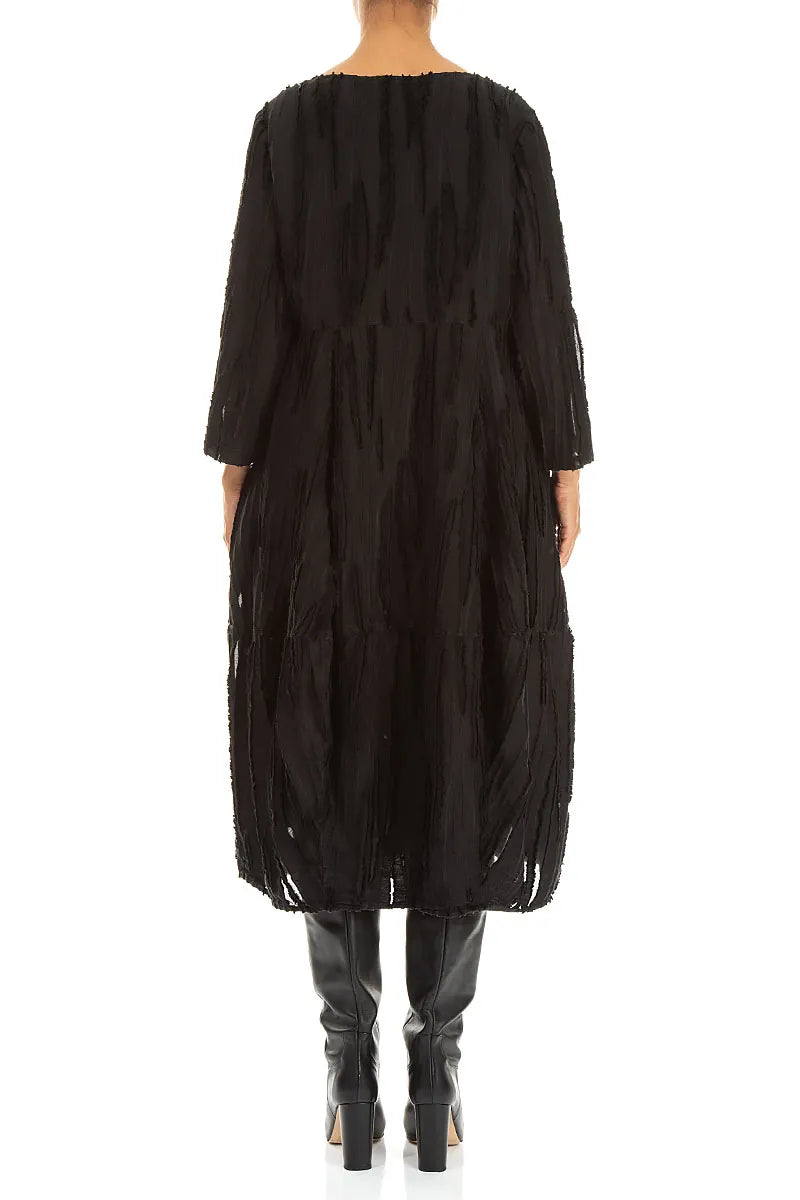 Balloon Black Fray Weave Dress