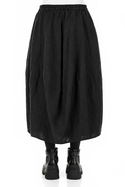 Balloon Black Linen Skirt