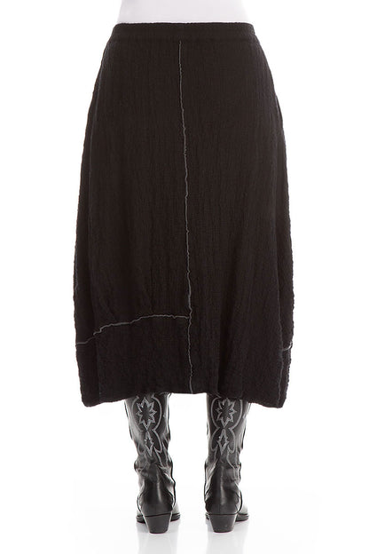 Balloon Black Wool Skirt