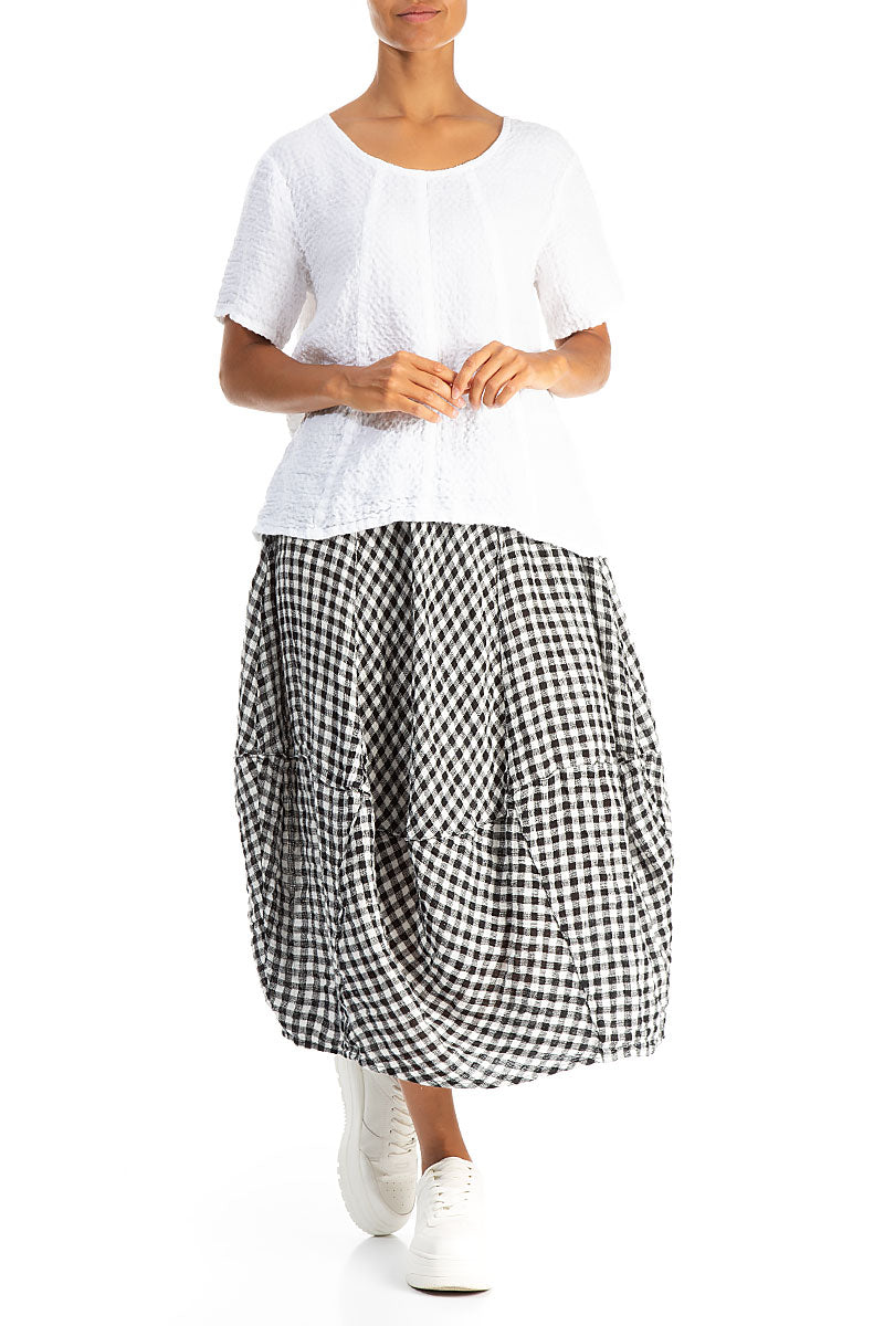 Balloon Black &amp; White Check Linen Skirt 4