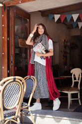 Balloon Black & White Check Linen Skirt 6