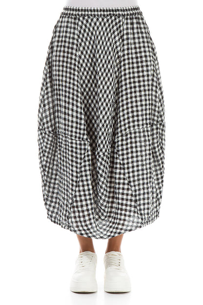 Balloon Black &amp; White Check Linen Skirt 1