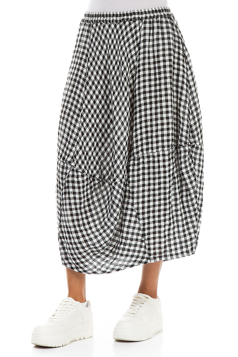 Balloon Black &amp; White Check Linen Skirt 3