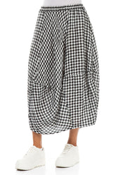 Balloon Black & White Check Linen Skirt 3