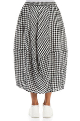 Balloon Black & White Check Linen Skirt 2