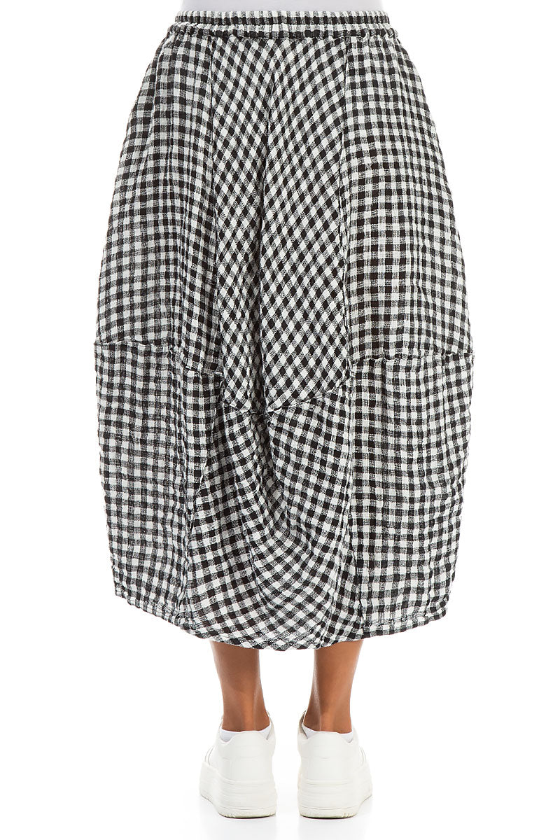Balloon Black &amp; White Check Linen Skirt 2