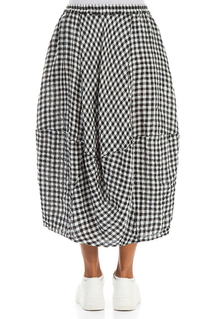 Balloon Black &amp; White Check Linen Skirt 2