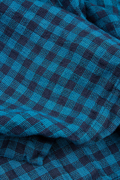 Balloon Blue Check Linen Jacket Dress