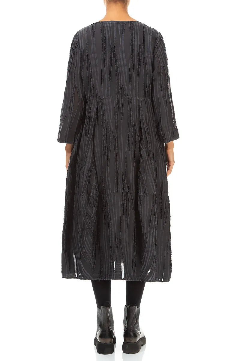 Balloon Charcoal Fray Weave Dress