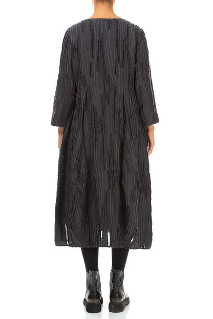 Balloon Charcoal Fray Weave Dress