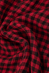 Balloon Red Check Linen Dress 5