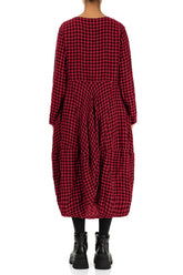 Balloon Red Check Linen Dress 2