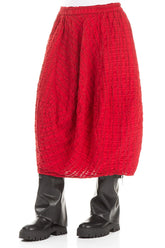 Balloon Cherry Red Checkered Linen Cotton Skirt 3