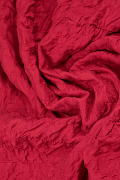 Balloon Cherry Red Pleated Silk Bamboo Dress 5