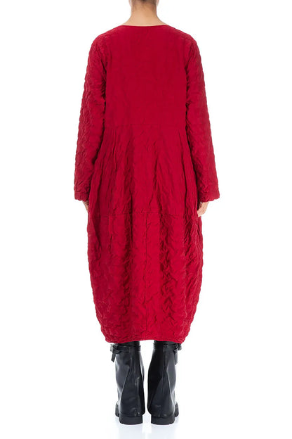 Balloon Cherry Red Pleated Silk Bamboo Dress 2
