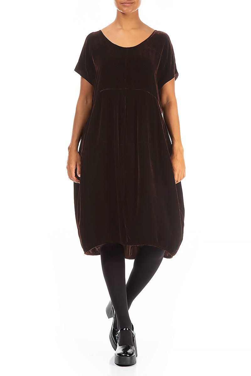 Balloon Cinnamon Silk Velvet Dress