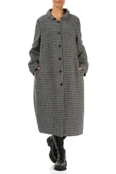 Balloon Collar Grey Weave Wool Coat 4